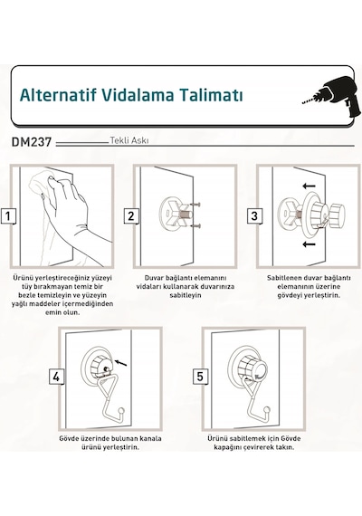 Teknotel Delme Vida Matkap Yok! Vakumlu Tekli Askı Altın Dm237 Altın