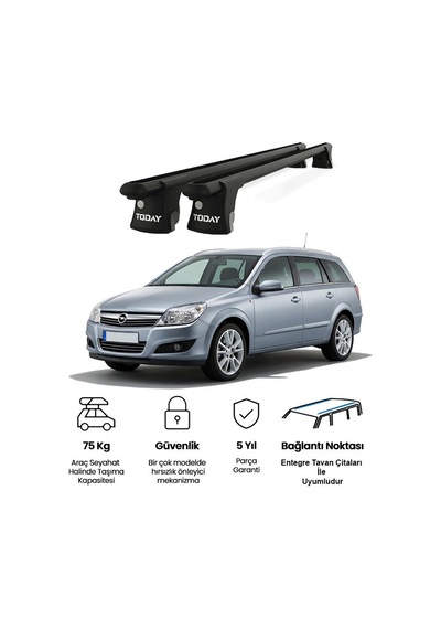 Trio-ıı Opel Astra Kombi 2004-2012 Uyumlu Siyah Kilitli Ara Atkı 120cm Port Bagaj Tavan Barı
