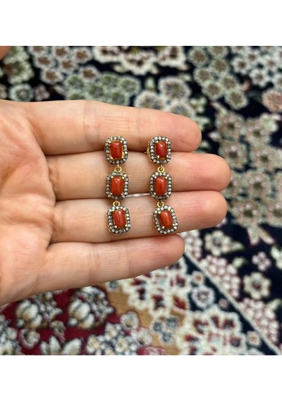 Mercan Elmas Küpe 077