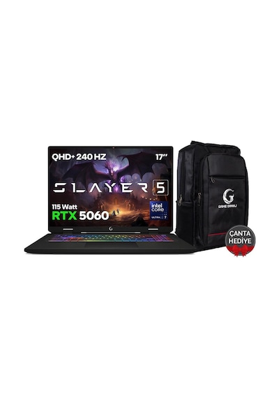 Game Garaj Slayer5 7XL-5060 C2 U7-255HX 32 GB 1 TB RTX5060 17" Free Dos Dizüstü Bilgisayar