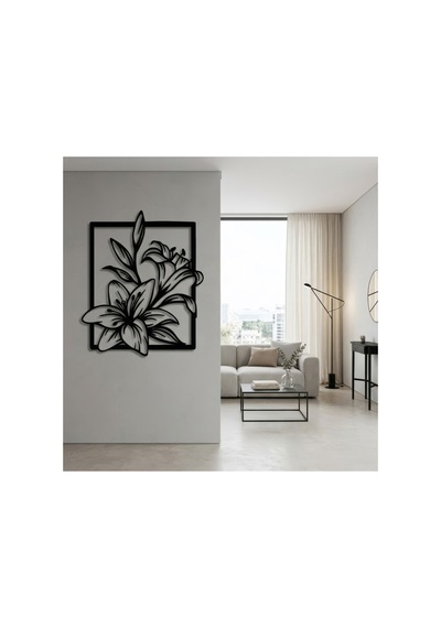 Çiçekler Çerçeve Metal Duvar Tablosu - Metal Duvar Sanatı - Kırmızı - 30 X 30 Cm