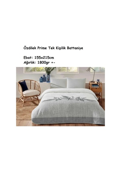 Özdilek Prime -helecho Gri- Tek Kişilik Battaniye 155x215