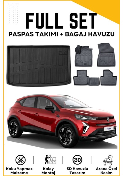 Renault Captur 2020-2021-2022-2023-2024-2025 Model Üst Birebir Uyumlu Bagaj Havuzu+paspas Seti