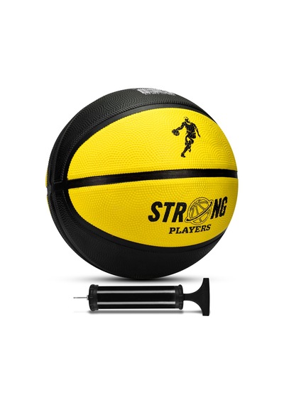 Telvesse Strong Basketbol Topu Pompalı Full Kauçuk Dayanıklı Deep Channel Kabartma No:7 B12 Sarı