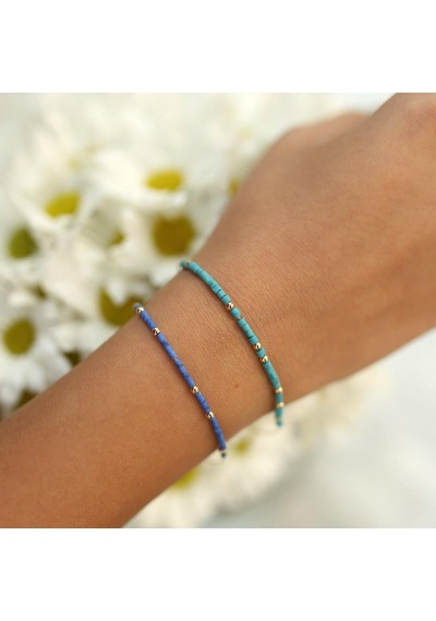 Lapis Lazuli Ve Firuze Bileklik Sarı Altın
