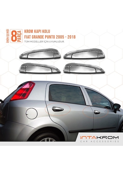 intakrom Fiat Grande Punto Krom Kapı Kolu 4 Kapı 8 Parça - 2005 - 2018