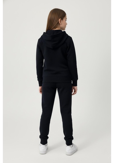 New Kids Fermuarlı Kapüşonlu Cepli Unisex Çocuk Eşofman Takımı-90926 Siyah