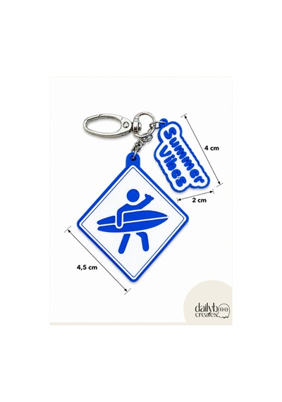 Paddle Board Charm Anahtarlık -summer Vibes Figürlü Çanta Aksesuarı-kutu İçecek Açacaklı Anahtarlık-3d Dekoratif Baskı-mavi Mavi
