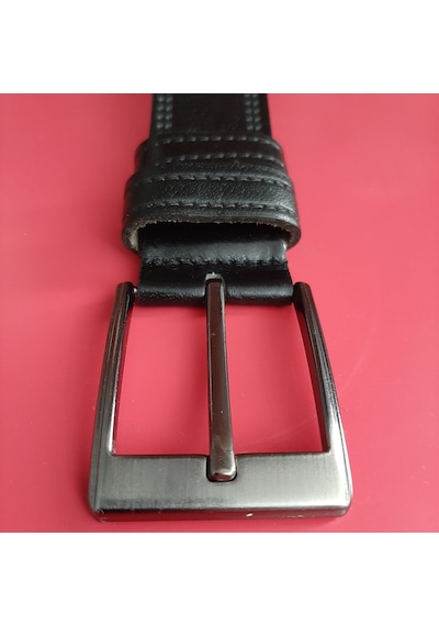 Real Leather Erkek Siyah Hakiki Deri Vejetal Dana Derisi Kemer Gvn-0052 - 4 CM Siyah