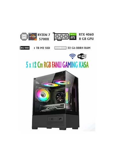 Ramtech 10SER-256TR R7-5700X 32 GB 1 TB NVMe M2 SSD 8 GB RTX4060 Free Dos Masaüstü Oyuncu Bilgisayarı
