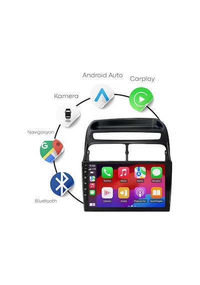 Fiat Linea Android Multimedya Sistemi 2007-2016 4gb Ram, 64gb Hafıza, Bluetooth, Carplay & Android Auto Kamera  9"