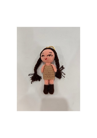 Amigurumi El Örgüsü Melek Kız Anahtarlık Bej Bej