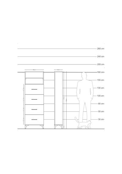 Arges Dolap 2 Raflı 4 Çekmeceli 60x30x182 Çam-antrasit Atlas Çam