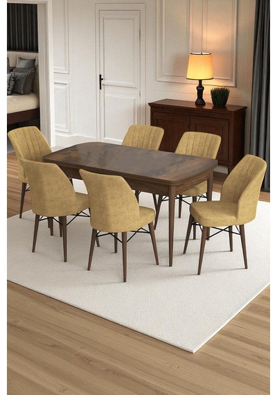 Flexa Comfort Serisi 6 Adet Flex Sandalye Mutfak Masası Takımı Cappuccino