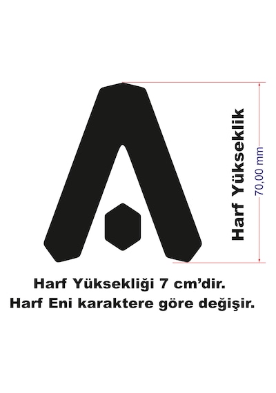 Stencil Harf Boyama Şablonu X076 Harf Yüksekliği 7 Cm