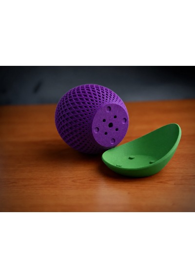 3d Baskı Küre Saksı - Kafes Dokulu İki Parçalı Dekoratif Saksı - Mor-yeşil 87325227