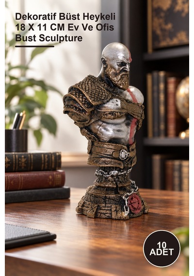 10 Adet Kratos 2 Büst Model 136 Dekoratif Büst Heykeli 18 X 11 Cm Ev Ve Ofis Bust Sculpture 1