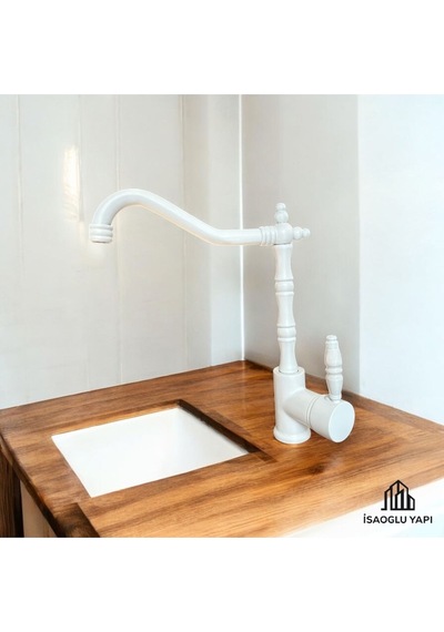 İsaoğlu Yapı Beyaz Zen Design Batarya Vintage Tasarım Rustik Armatür Pirinç Malzeme Beyaz