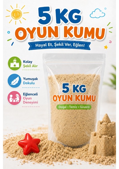 5 Kg Oyun Kumu Şekil Alabilen Yumuşak Dokulu Eğitici Aktivite Kumu Çocuk Oyun Kumu Bej