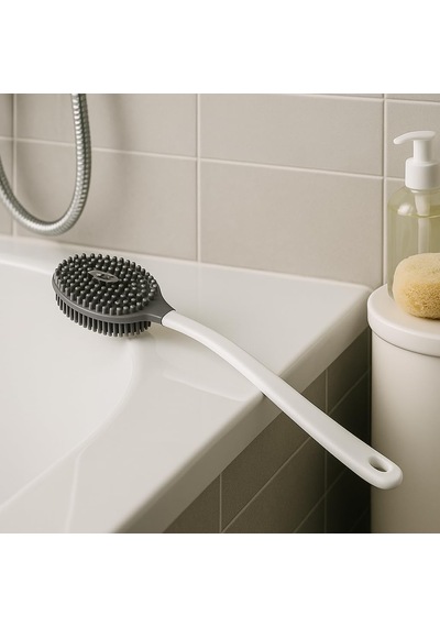 Uzun Saplı Silikon Vücut Ve Masaj Fırçası Banyo Lifi Ergonomik Saplı, Çift Yüzeyli Duş Fırçası Renk Stok Durumuna Göre Gönderilir
