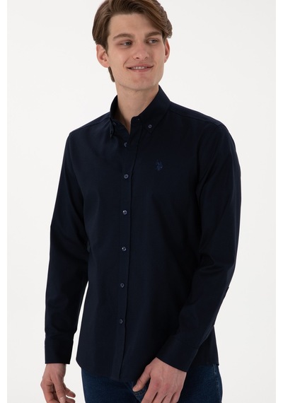 U.S. Polo Assn. U.s. Polo Assn. %100 Pamuk Uzun Kol Slim Fit Gömlek 2083199 Lacivert