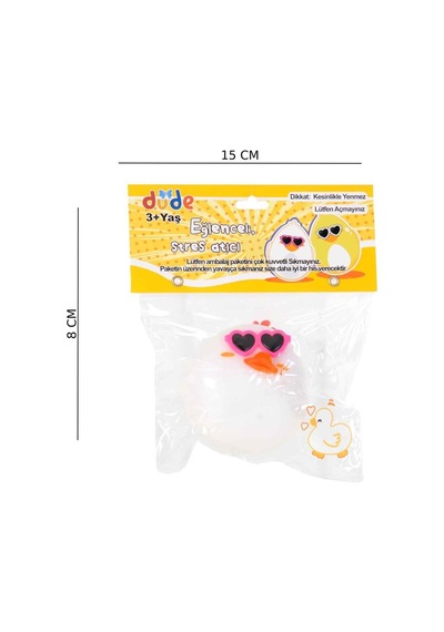 Gözlüklü Ördek Figürlü Squishy Stress Oyuncağı Yumuşacık Jel Squishy Beyaz Beyaz