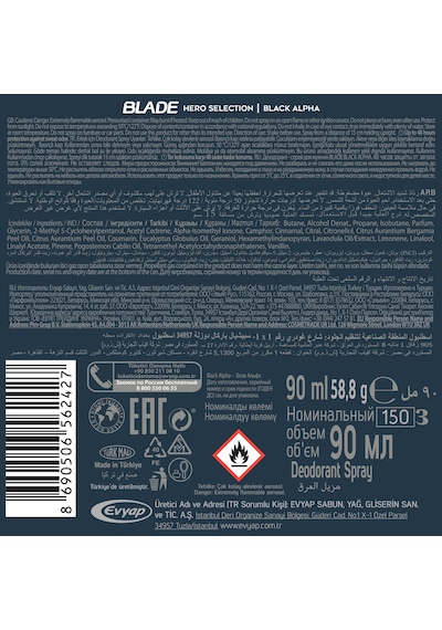 Blade Black Alpha & Night Fire Erkek Deodorant Seyahat Boy 4x90 Ml Tanışma Seti