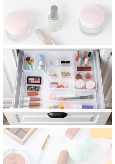 Tr 7 Parça Modüler Organizer Set - Kozmetik Aksesuar Düzenleyici Şeffaf Genel