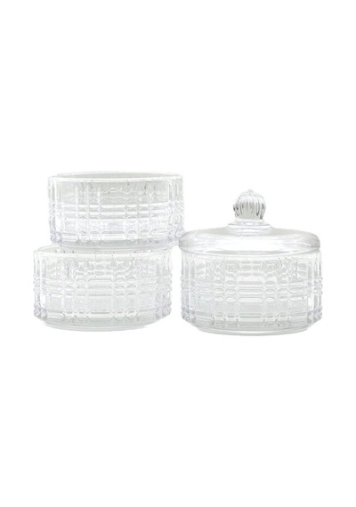 Home Collectıon Sdg1009c/g Chester Cam Kapaklı Şekerlik Ve Lokumluk 3katlı - 12'li Paket Diğer