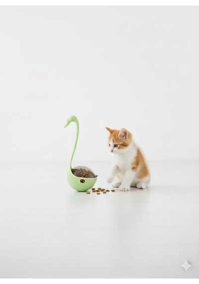 Lazerli Kuğu Kedi Oyuncağı Hareketli Hacıyatmaz & Mama Dağıtıcı Etkileşimli Egzersiz Oyuncağı