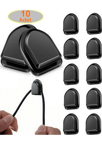 10 Adet Koblo Tutucu Siyah Çok Amaçlı Kanca Kablo Toparlayıcı Ask