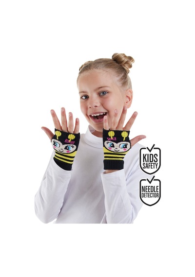 Denokids Arılar Kız Çocuk Parmaksız Eldiven Renkli