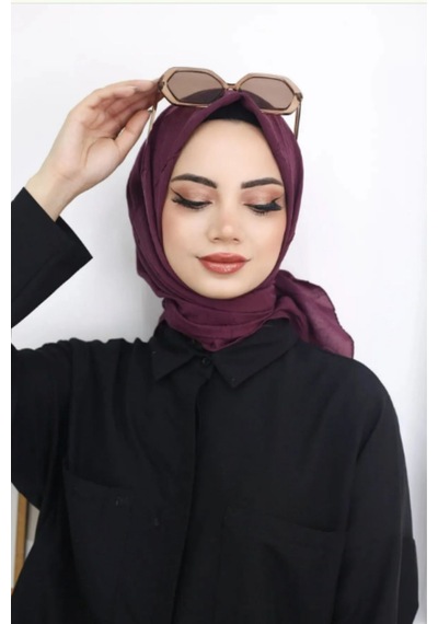 Melodi Scarf Kadın Tesettür Pratik Bambu Kraş Eşarp Mürdüm MÜRDÜM