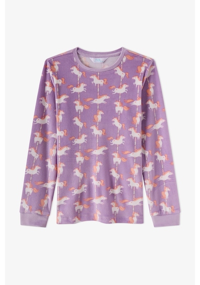 Penti Kız Çocuk Lila Unicorn Carousel Tef Uzun Kollu Pijama Takımı