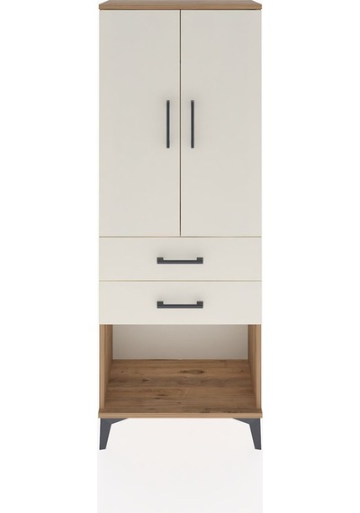 Arges Dolap Tek Raflı 2 Çekmeceli Tek Askılı 60x30x163 Çam-ay... Çam