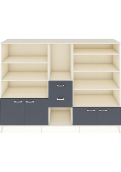 Hyperion Dolap 10 Raflı 2 Çekmeceli 4 Kapaklı 220x44x163 Aytaşı-a Aytaşı-antrasit