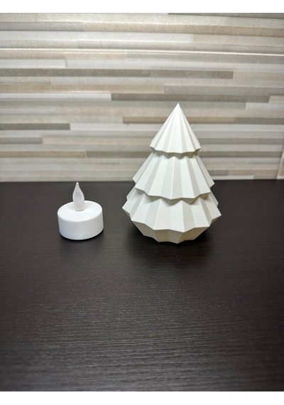 Dekoratif Yıllbaşı Ağacı 14cm Mum Led Dahil Beyaz Renk
