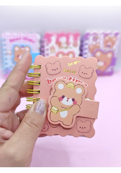 Hello Bear Cırtlı Cep Boy Sevimli Ayıcık Mini Not Defteri 7x8 Cm - Kahverengi