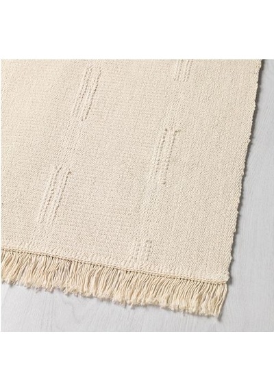 Açık Bej Renk Banyo Halısı-Paspası 55x85 Cm-Mini Halı-İnce Kilim-Pamuk Bej