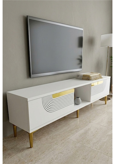 Tsa1508bg Meyra Tv Sehpası Beyaz-gold 150cm Beyaz - Altın