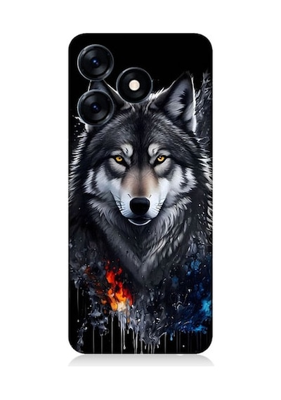 Tecno Spark 10 Uyumlu Yalnız Kurt Desenli Silikon Kılıf