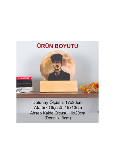 Led Işıklı Pleksi Dolunay Kişiselleştirilebilir Dekoratif Biblo Atatürk Portre Anahtar Askılığı Sarı - 737347614 Sarı