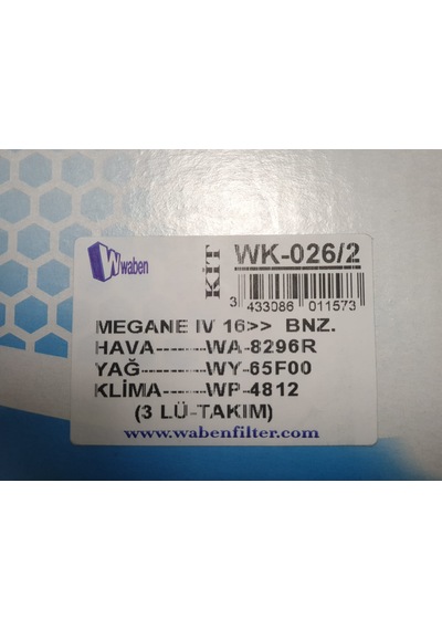 Megane 4 Benzinli Filtre Seti 1.6 16V (2015-2019) Megane 4 Benzinli Filtre Seti 1.6 16V (2015-2019)