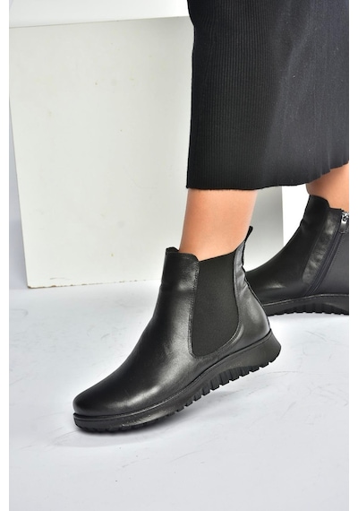 Fox Shoes V324501103 Siyah Hakiki Deri Kadın Bot Siyah-hakiki Deri