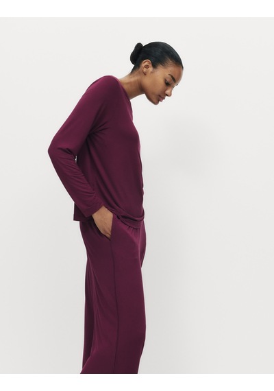 Marks & Spencer Uzun Kollu Pijama Üstü T37003697T Bordo