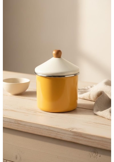 Bambum Nostalji - Ahşap Saplı Baharatlık Hardal 12 Cm Hardal Sarı