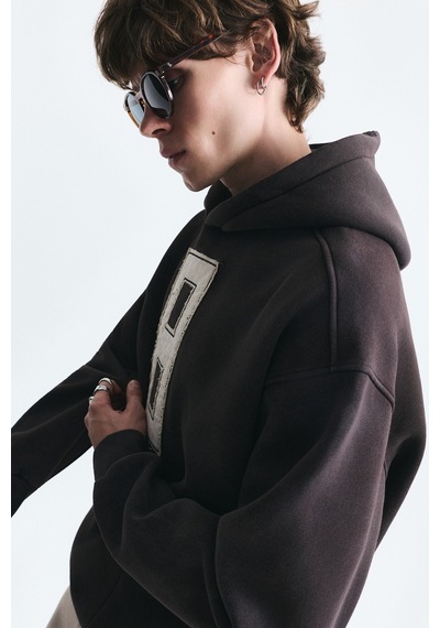 Vamos Numara Baskılı Oversize Sweatshirt Kahve