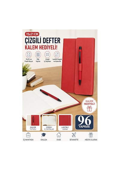 Kaliteli Kapaklı Lastikli Not Defteri A5 15x20cm 1 Adet Lizz Sf3kl Sert Kapak Ciltli 96 Yaprak Çizgili Tükenmez Kalem Kırmızı Kaliteli Kapaklı Lastikli Not Defteri A5 15x20cm 1 Adet Lizz Sf3kl Sert Kapak Ciltli 96 Yaprak Çizgili Tükenmez Kalem Kırmızı