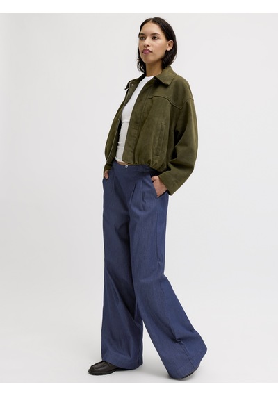 Jack & Jones Kadin Orta Bel Wide Leg Pantalon - Debby - 12287867 Dark Blue Denim