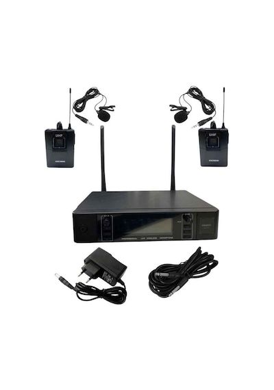 Rose Rw-211-yy Uhf Kablosuz Telsiz Çift Yaka Mikrofon 2x100 Kanal